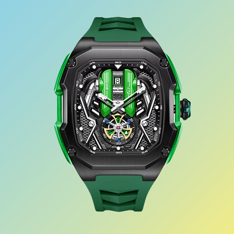 Automatik Herren-Uhr – Motorsport-Design mit Silikonarmband & Geschenkbox Herrenarmbanduhren