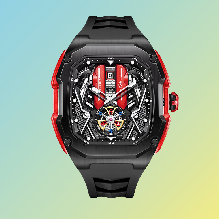 Automatik Herren-Uhr – Motorsport-Design mit Silikonarmband & Geschenkbox Herrenarmbanduhren