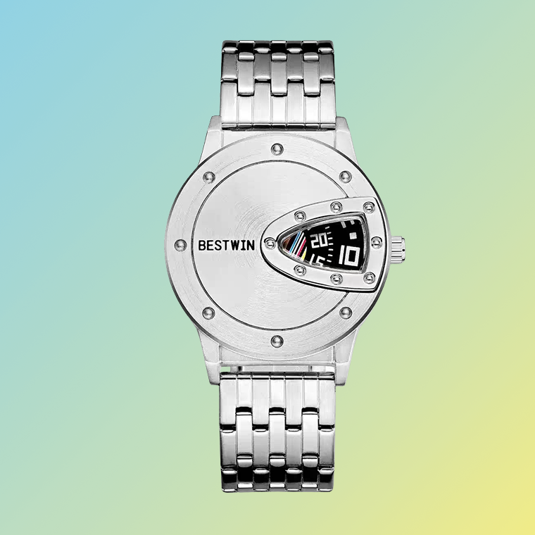 BESTWIN Herren-Uhr – Silberne Designuhr mit mechanischem Sichtfenster Herrenarmbanduhren