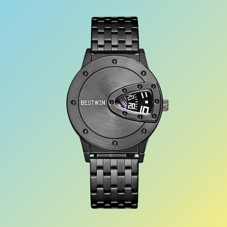 BESTWIN Herren-Uhr – Silberne Designuhr mit mechanischem Sichtfenster Herrenarmbanduhren