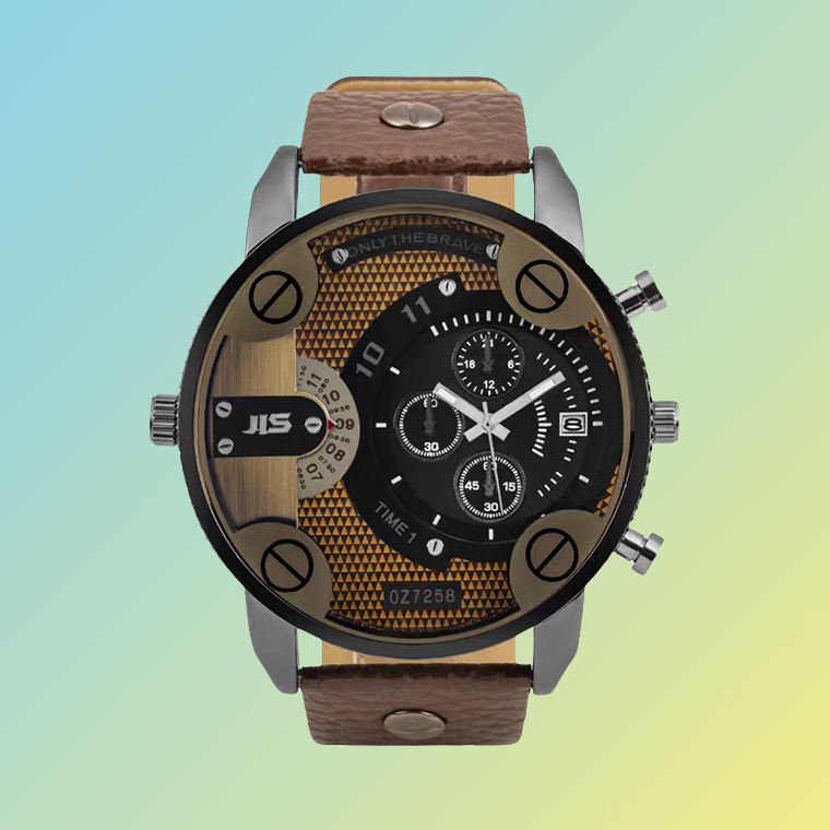 Herren-Quarzuhr im Industrie-Stil – Schraubendesign & Lederarmband Herrenarmbanduhren