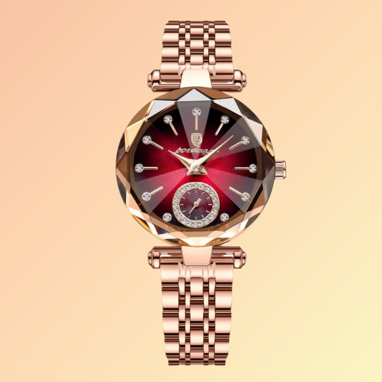 POEDAGAR Damen-Uhr Roségold – Kristalloptik & Edelstahlarmband Damenuhren