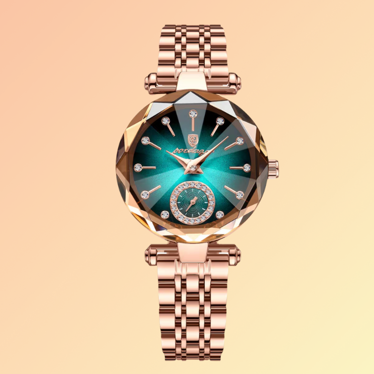 POEDAGAR Damen-Uhr Roségold – Kristalloptik & Edelstahlarmband Damenuhren
