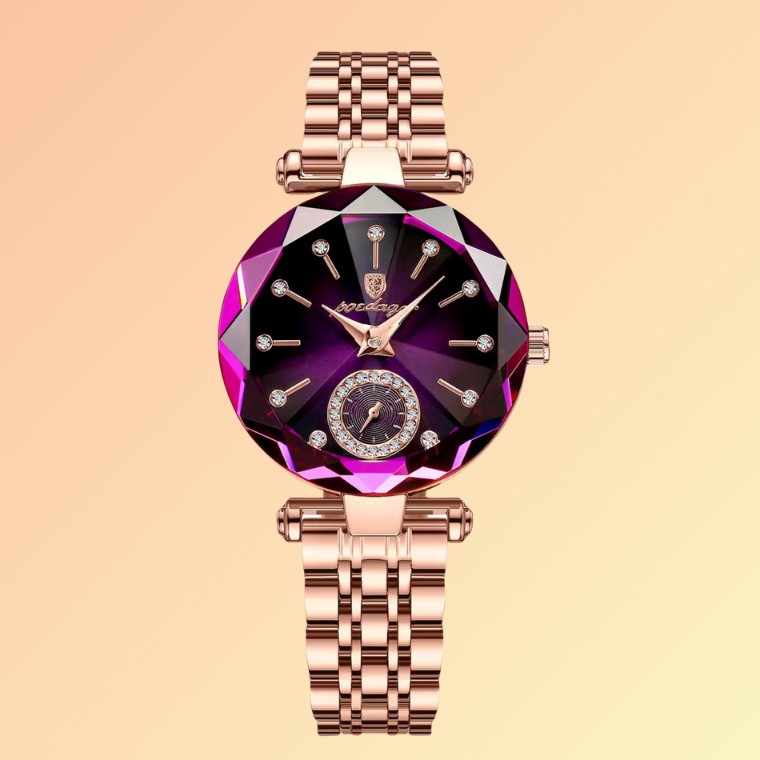 POEDAGAR Damen-Uhr Roségold – Kristalloptik & Edelstahlarmband Damenuhren