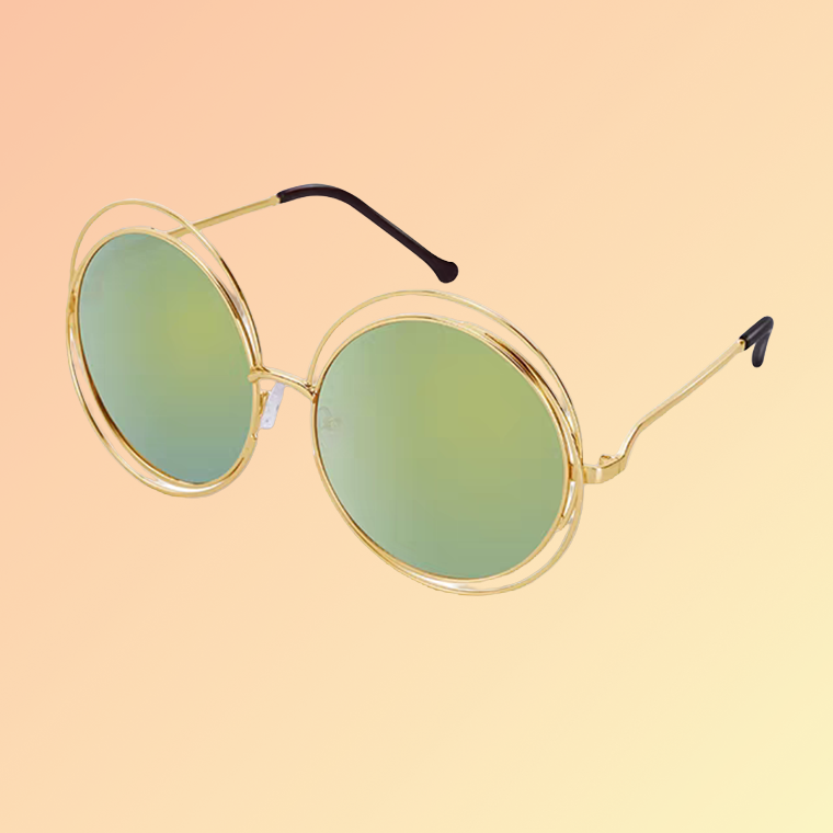 Vintage Runde Damen-Sonnenbrille – Goldrahmen & Verspiegelung Sonnenbrillen