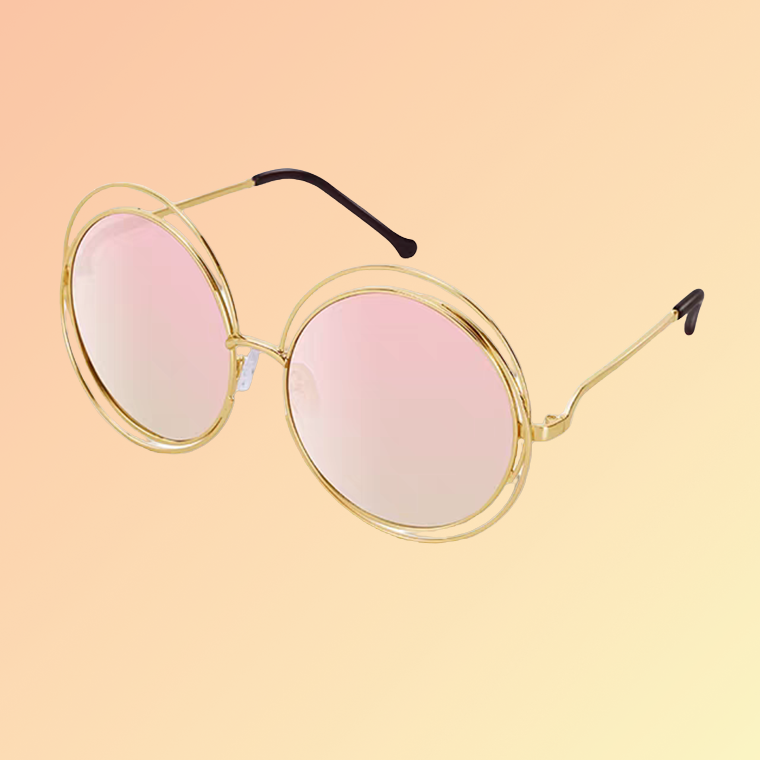 Vintage Runde Damen-Sonnenbrille – Goldrahmen & Verspiegelung Sonnenbrillen