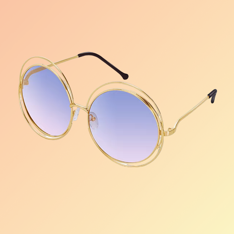 Vintage Runde Damen-Sonnenbrille – Goldrahmen & Verspiegelung Sonnenbrillen