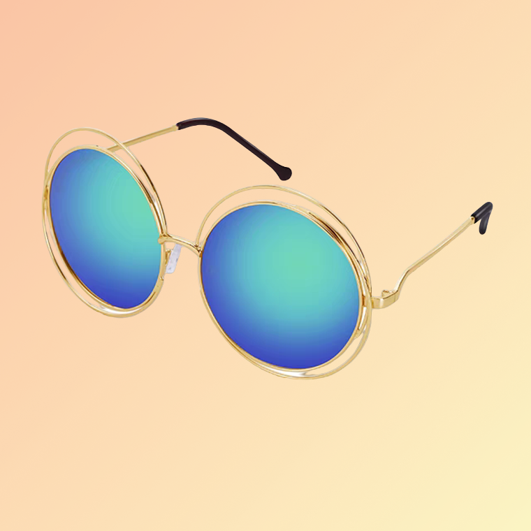 Vintage Runde Damen-Sonnenbrille – Goldrahmen & Verspiegelung Sonnenbrillen