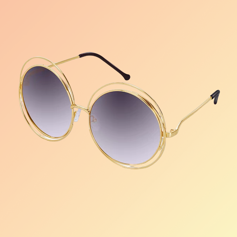 Vintage Runde Damen-Sonnenbrille – Goldrahmen & Verspiegelung Sonnenbrillen