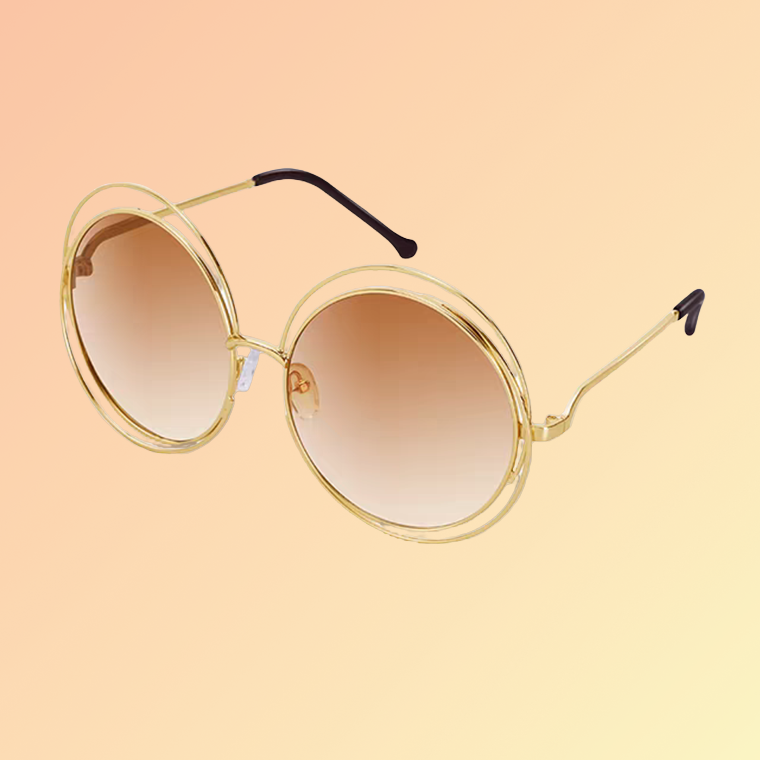 Vintage Runde Damen-Sonnenbrille – Goldrahmen & Verspiegelung Sonnenbrillen
