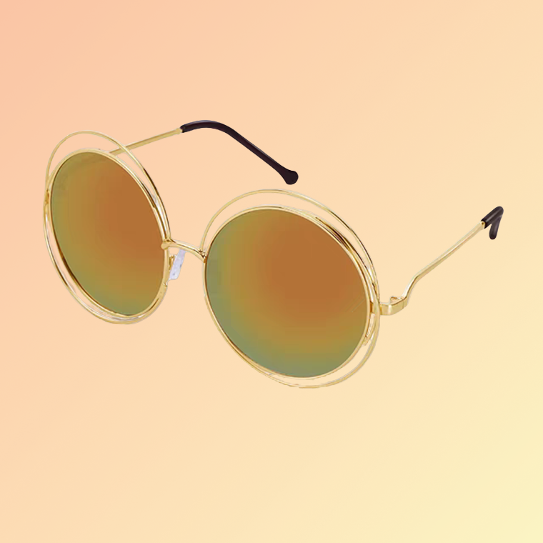 Vintage Runde Damen-Sonnenbrille – Goldrahmen & Verspiegelung Sonnenbrillen