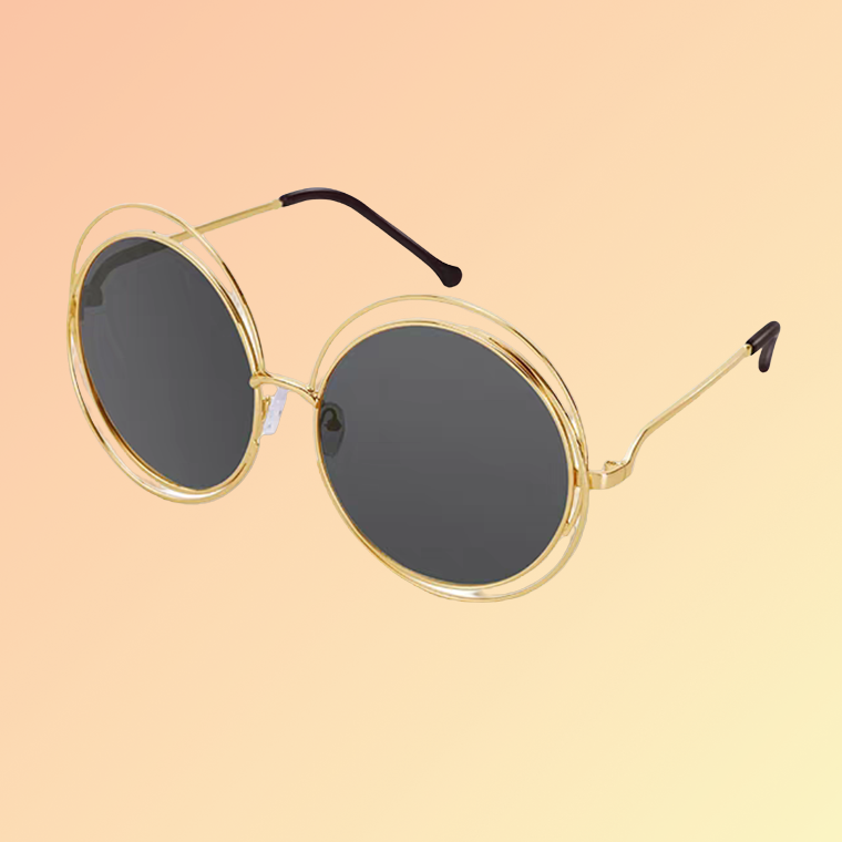 Vintage Runde Damen-Sonnenbrille – Goldrahmen & Verspiegelung Sonnenbrillen