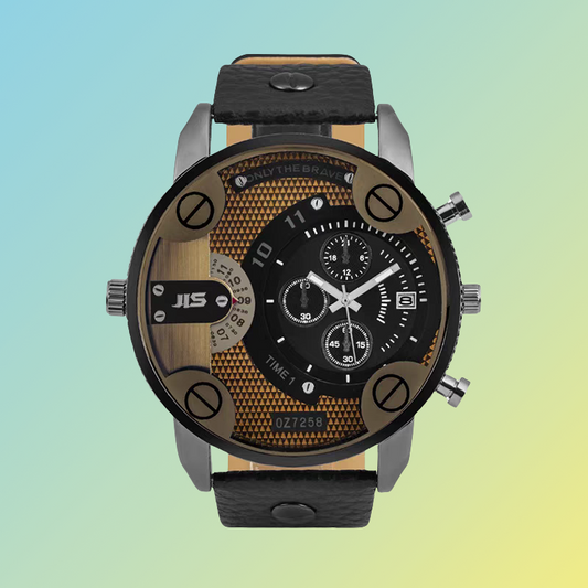 Herren-Quarzuhr im Industrie-Stil – Schraubendesign & Lederarmband Herrenarmbanduhren