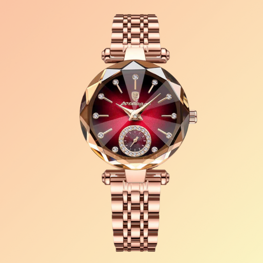 POEDAGAR Damen-Uhr Roségold – Kristalloptik & Edelstahlarmband Damenuhren