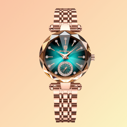 POEDAGAR Damen-Uhr Roségold – Kristalloptik & Edelstahlarmband Damenuhren