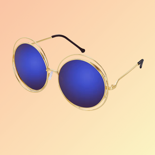 Vintage Runde Damen-Sonnenbrille – Goldrahmen & Verspiegelung Sonnenbrillen
