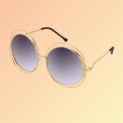 Vintage Runde Damen-Sonnenbrille – Goldrahmen & Verspiegelung Sonnenbrillen